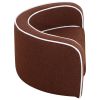 30" Brown Round Pet Sofa; Dog sofa; Dog bed; Cat Bed; Cat Sofa; with Wooden Structure and Linen Goods White Roller Lines on the Edges Curved Appearanc