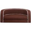 30" Brown Round Pet Sofa; Dog sofa; Dog bed; Cat Bed; Cat Sofa; with Wooden Structure and Linen Goods White Roller Lines on the Edges Curved Appearanc