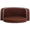 30" Brown Round Pet Sofa; Dog sofa; Dog bed; Cat Bed; Cat Sofa; with Wooden Structure and Linen Goods White Roller Lines on the Edges Curved Appearanc