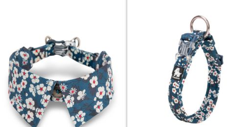 Fashion Personality Dog Collar Bow Tie (Option: Floral Blueset-XS)