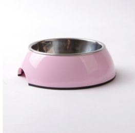 Stainless Steel Bowl Melamine Melamine Pet Tableware (Option: L-BB Pink)