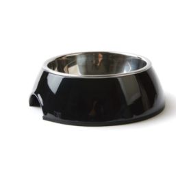 Stainless Steel Bowl Melamine Melamine Pet Tableware (Option: L-Black)