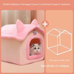 Cute Princess Cat Nest Thickened Puppet Winter Cat Pet Princess Bed (Option: Stable Skeleton Package-Large Bejirog Thick Warm)