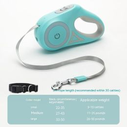 Retractable Luminous Automatic Hand Holding Rope Outing Pet Supplies (Option: Mint Green-5M)