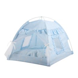 Simple And Foldable Outdoor Pet Tent Supplies (Option: Blue lace-L)