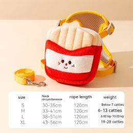 Pet Cute Burger Fries Backpack Hand Holding Rope (Option: French Fries Suit-XL)