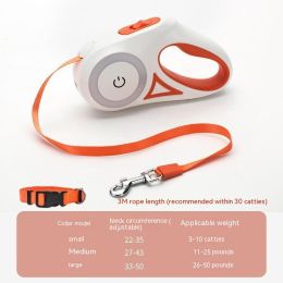 Retractable Luminous Automatic Hand Holding Rope Outing Pet Supplies (Option: Sunshine Orange-5M)