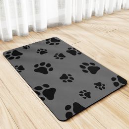 Pet Feeding Mat Dogs And Cats Placemat Washable And Reusable Dog Training Absorbent Urine Pad Quick-drying (Option: Paw Black-L 40x60cm)