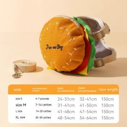 Pet Cute Burger Fries Backpack Hand Holding Rope (Option: Alphabet Hamburger Suit-L)