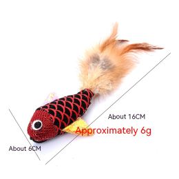 Cat Teaser Feather Replacement Head Pet Cat Toy (Option: Red Fish)