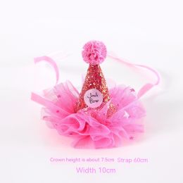 Cat Birthday Hat Bow Tie Flower Party Suit (Option: New Pink Hat)