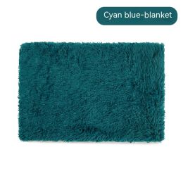 Pet Blanket Dog Bed Cat Winter Thermal Blanket (Option: Cyan Blue Blanket-S)