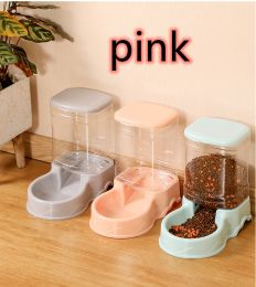 Large Capacity Dog Bowl 38L Combination Grain Bucket Pet Supplies (Option: Pink-3800ml Automatic Pet Feeder)