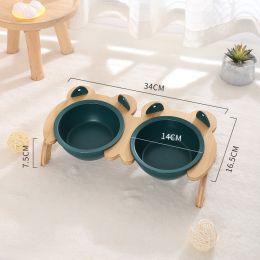 Cervical Spine Tilt Ceramic Cat Basin (Option: Green-Double bowl)