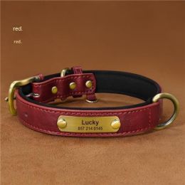 Dog Collar Engraved With Lettering To Prevent Loss Of Neck Collar (Option: Red-XL)