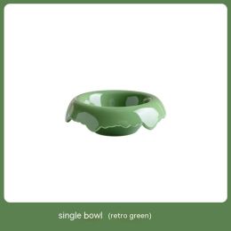 High Leg Ceramic Cat Food Bowl (Option: Retro Green-No base)