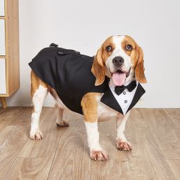 Dog Pet Swallowtail Wedding Clothing Suit Jacket (Option: Black-S)