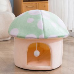 Cartoon Mushroom Removable And Washable Soft Pet Bed (Option: Green-40X50X45CM)