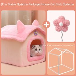 Cute Princess Cat Nest Thickened Puppet Winter Cat Pet Princess Bed (Option: Play Stable Skeleton Package-Large Bejirog Thick Warm)