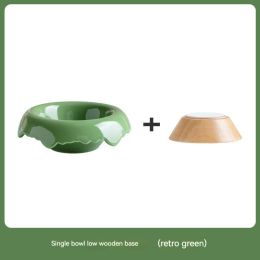 High Leg Ceramic Cat Food Bowl (Option: Retro Green-Low base)