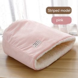 Winter Round Large Barrel Cotton Velvet Cat Nest (Option: Small Size-Striped Pink)