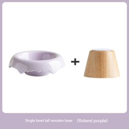 High Leg Ceramic Cat Food Bowl (Option: Roland Purple-High base)