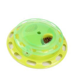 Feeding Cat Toy Bell Ball Puzzle Cat Turntable (Color: Blue)