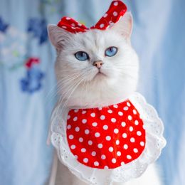 Cat Lace Suit Saliva Towel Princess Style Scarf Bib Decoration (Option: Red Polka Dot Set-Less Than Free Size)