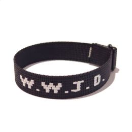 Jacquard Printed Wrist Strap Bracelet Ribbon Unisex WWJD Bracelet Adjustable Bracelet (Option: Printed Black)