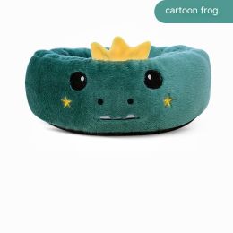 Cartoon Embroidery Four Seasons Universal Winter Warm Pet Bed (Option: Frog-43cm)