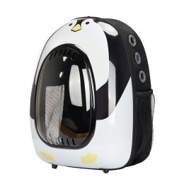 Going Out Intelligent Temperature Control Double Shoulder Transparent Space Capsule Cat Bag (Option: Penguin)