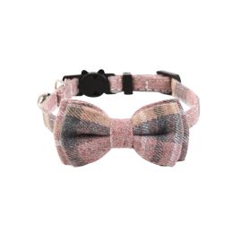 British Cat Collar With Bell Plaid Bow (Option: Pink Bow-1CMx20 To 28CM Adjustment)