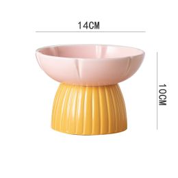 Pet Macarons Candy Color Feeding Ceramic Bowl (Color: pink)