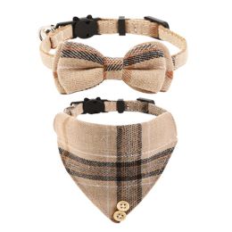 British Cat Collar With Bell Plaid Bow (Option: Brown Suit-1CMx20 To 28CM Adjustment)