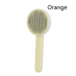 Round Head Self-cleaning Massage Pet Comb (Option: Orange-As Shown In The Picture)