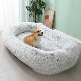 Pet Pad Plush Winter Warm Large Pet Bed Removable And Washable (Option: Gradient Gray-165X95X30CM)