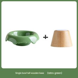 High Leg Ceramic Cat Food Bowl (Option: Retro Green-High base)