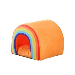 Cat Nest Winter Warm Four Seasons Universal Cat Nest Winter Closed House Cat House Pet Supplies (Option: Rainbow Nest)