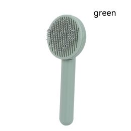 Round Head Self-cleaning Massage Pet Comb (Option: Matcha Green-As Shown In The Picture)