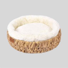 Cat Scratch Board Winter Rattan Warm Cat Nest (Option: Rattan Yellow With Pad)