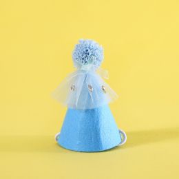 Pet Sequin Lace Bib Rhinestone Gauze Skirt Felt Hat (Option: Rhinestone Blue Bottle Cap)