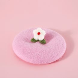 Pet Cat Dog Wool Felt Flower Hat (Option: White Little Flower Hat)