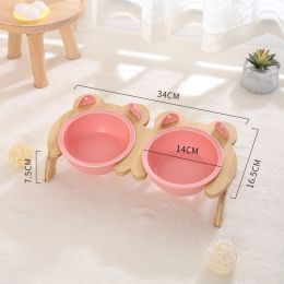 Cervical Spine Tilt Ceramic Cat Basin (Option: Pink-Double bowl)