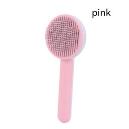 Round Head Self-cleaning Massage Pet Comb (Option: Pink-As Shown In The Picture)