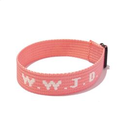 Jacquard Printed Wrist Strap Bracelet Ribbon Unisex WWJD Bracelet Adjustable Bracelet (Option: Pink Printing)