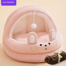 Four Seasons Universal Small Dog Removable And Washable Kennel (Option: Pink Bunny With Blanket-S)