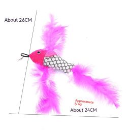 Cat Teaser Feather Replacement Head Pet Cat Toy (Option: Rose Red Flying Fish)