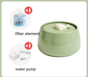 Cat Ceramic Automatic Circulation Filtration Water Dispenser (Option: Green-USB)