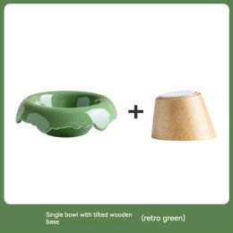 High Leg Ceramic Cat Food Bowl (Option: Retro Green-Inclined base)