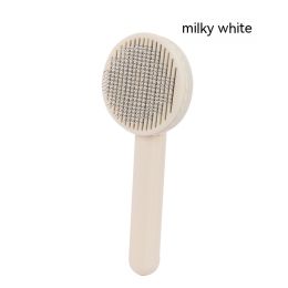 Round Head Self-cleaning Massage Pet Comb (Option: Milky White-As Shown In The Picture)